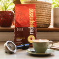 Red espresso rooibos espresso 1 kg Packung mit Tasse Rooibos Cappucino und Siebträger